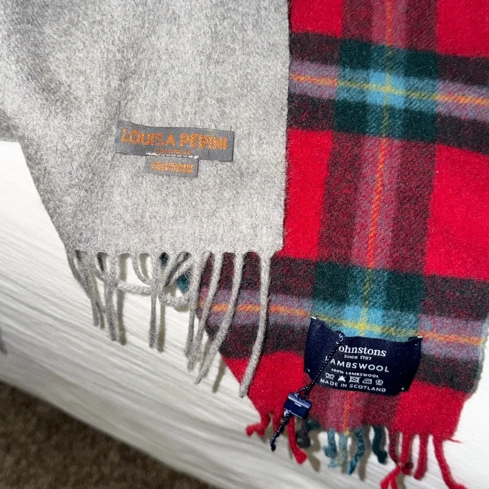 Luxury Scarf Bundle Louisa Perini Cashmere + Johnston’s Lambswool Scotland - Picture 2 of 2